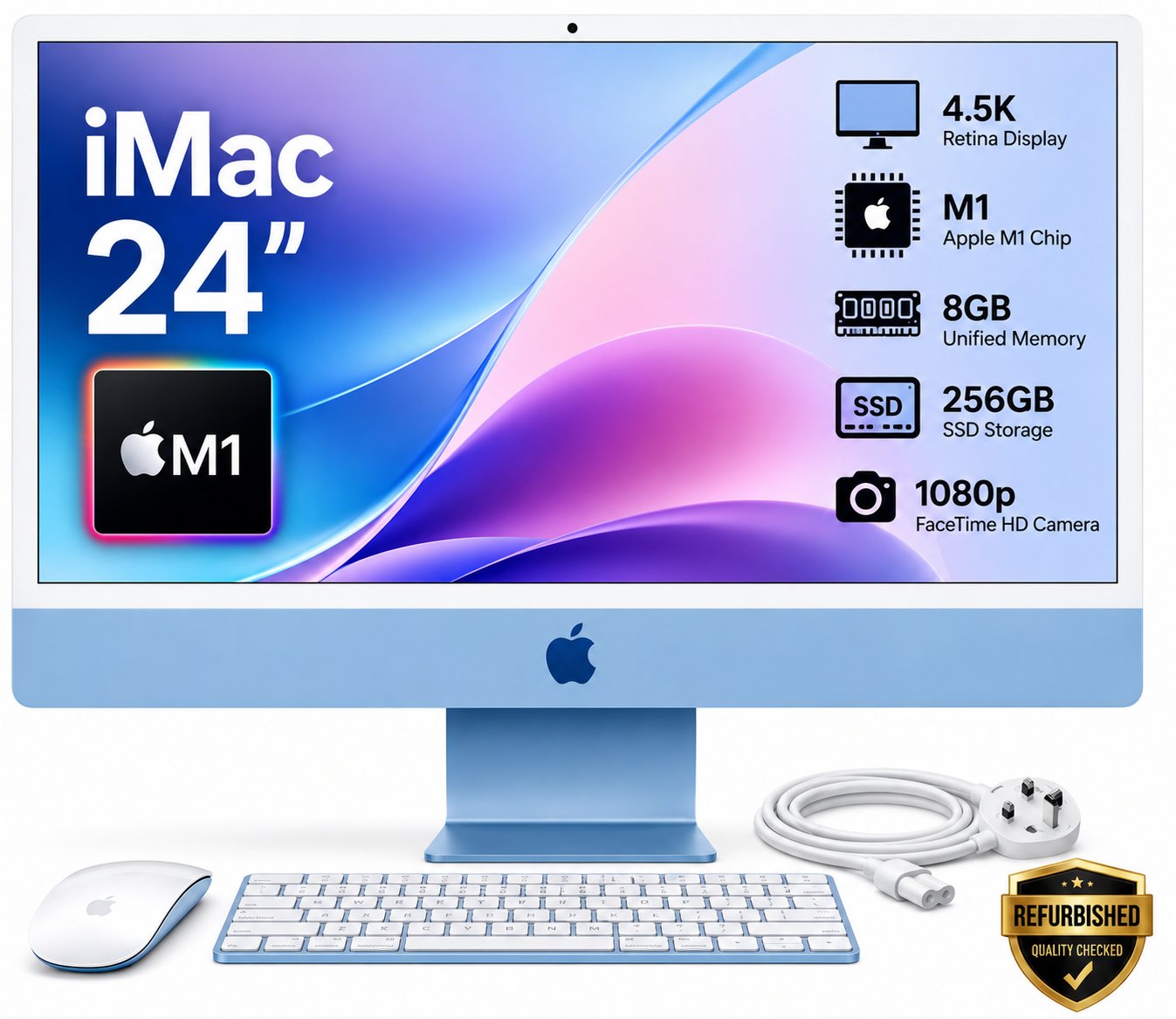 Apple iMac 24 Inch M1 8GB RAM 256GB SSD - Refurbished