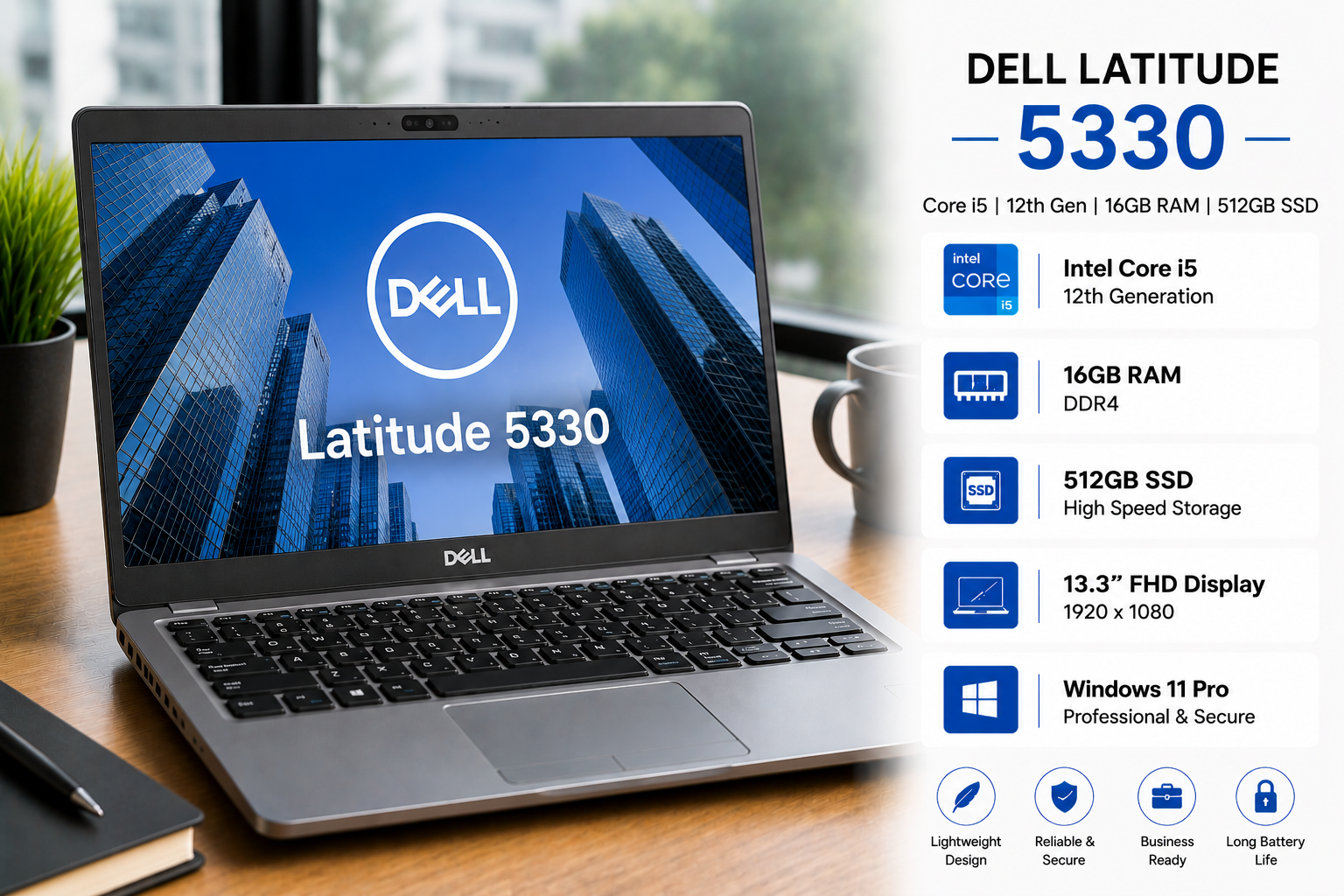 Dell Latitude 5330 Core i5 12th Gen 16GB RAM 512GB SSD - Refurbished